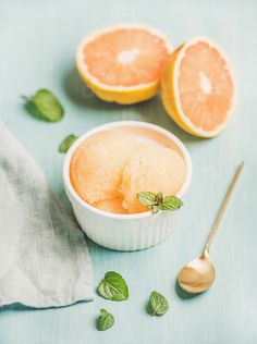 an image of grapefruit ice cream in a bowl