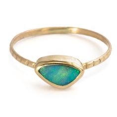 Unique Green Opal Ring, Boulder Opal Ring, Sea Green Color, Unique Opal, Electric Green, Stacking Bands, Australian Boulder Opal, Unique Ring, Peachy Pink