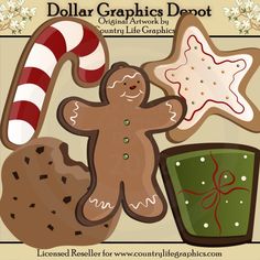 an image of a christmas cookie and candy cane with the words dollar graphics donut on it