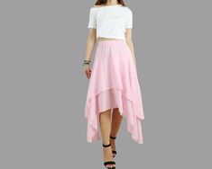 * A beautiful chiffon skirt, have 3 layers, two layers chiffon and one layer lining, not sheer at all.* Quality pearl chiffon fabric, soft, breathing and easy care.* Asymmetrical hem, it moves very beautifully when you walk.* Support 7 days return to get full refund on item without any reason.* Can custom size and colors, lead time is 6-8 days;* Let us know your usual size in your country and your overall height.* If you have some specific request or special characters such as broad shoulder, lo Long Flowy Skirt With Layered Hem, Long Layered Hem Flowy Skirt, Summer Party Tiered Wrap Skirt, Asymmetrical Layered Hem Skirt For Spring, Spring Skirt With Layered Asymmetrical Hem, Summer Party Draped Tiered Skirt, Summer Asymmetrical Hem Pleated Draped Skirt, Summer Pleated Draped Skirt With Asymmetrical Hem, Summer Draped Pleated Tiered Skirt