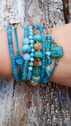 Blue Jade Gemstones Bracelet Blue Jade Stack Bracelet Beading Bracelets, Stack Bracelet, Blue Jade, Bracelet Friendship, Turquoise Boho, Boho Chic Jewelry, Bracelets Diy, Bracelet Blue, Jade Bracelet