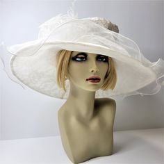 White Lace Hat Elegant Wide Brim Hat White Lace Tulle On Edge Of Brim Enhanced With A Large White Tulle Rosette And More Lacy Ribbon Tulles Light And Breathable Height Of Crown Is Fashionably Enhanced At The Back New Without Tags- Never Used Never Worn Packable! Fold And Pack It In Your Tote Bag, Take It Out And Walla! Its Restores To Its Original Shape! Perfect For Destination Weddings! Drawstring Tie : Adjustable- So You Can Tighten The Interior Drawstring Tie To Make It Smaller/Tighter See Me Tulle Lights, Lace Hat, Betsey Johnson Wallet, Large Brim Hat, Adjustable Dress, Embroidered Labels, Types Of Hats, Black Hook, Floppy Sun Hats