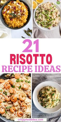 Here you get some risotto recipes that are best for meal plan. Meals With Risotto Dinners, Risotto Recipes Dinners, Different Risotto Recipes, Rosoto Recipes Risotto Chicken, Dinner Recipes Risotto, Authentic Italian Risotto Recipes, Pork Risotto Recipes, Meals With Risotto