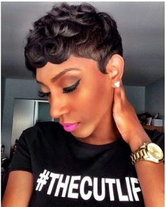 Edgy Pixie, Pin Curls, Sassy Hair, Short Hairstyle, Relaxed Hair, Hair Life, Round Faces