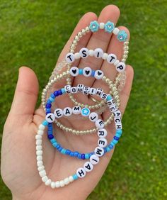 team jeremiah / conrad / or belly bracelet bundles. please let me know which you prefer in the notes/comments section! Jeremiah Conrad, Bracelet Bundles, Team Jeremiah, Gavin Casalegno, Cute Bracelets, Blue Beads, Arm Band, To My Daughter, Friendship Bracelets