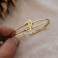 Handmade Gold Cuff Bracelet With Spiritual Style, Om Bracelet Gold For Men, Symbolic Brass Bangle Bracelet, Spiritual Brass Cuff Bracelet Bangle, Adjustable Brass Cuff Bracelet, Spiritual Style, Om Bracelet, Brass Cuff Bracelet, Brass Cuff, Boho Bracelets