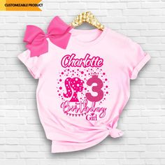 Bday Shirt, Birthday Girl T Shirt, Birthday Name, Barbie Birthday, Bday Girl, Birthday Girl Shirt, Birthday Party Shirt, Pink Party, Pink Birthday