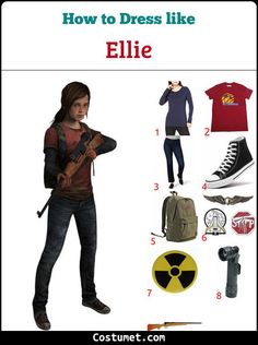 an image of how to dress like ellie from the walking dead with pictures and instructions