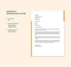 a cover letter for a heart - less designation letter is shown in this screenshot