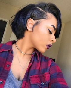 pinterest: @chicpeaach ♡ Black Hair Hairstyles, Black Women Short Hairstyles, Dunner Wordend Haar, Short Black Hair, Short Hair Black, Really Short Hair, Braided Hairstyle