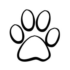 a black and white paw print on a white background