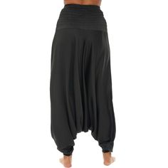 Lightweight, butter-soft fabric, elastic waist band, elastic gathered hem. Great casual style for home or outside. Versatile, relaxed yet stylish harem joggers. Baggy Wide Leg Harem Pants For Leisure, Baggy Wide-leg Harem Pants For Leisure, Comfortable Solid Harem Pants For Loungewear, Solid Yoga Pants With Elastic Waistband For Relaxation, Casual Yoga Pants With Wide Waistband Relaxed Fit, Black Relaxed Fit Casual Pants, Leisure Wide Leg Harem Pants With Elastic Waistband, Black Relaxed Fit Pants For Relaxation, Ankle-length Comfortable Yoga Pants