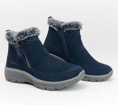 Get into a season of adventure with these faux fur-lined boots. The cushioned memory foam insole provides effortlessly cozy comfort. From Skechers. Winter Boots With Removable Insole, Synthetic Material, Winter Boots With Removable Insole, Synthetic, Women Winter Shoes, Short Winter Boots, Fur Top, Faux Fur Boots, Fur Lined Boots, Fall Essentials, Fur Boots