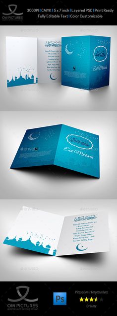 an open brochure is shown with different colors and designs on the front, back and