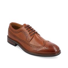 Vance Co.-Gordy Oxford Add a touch of refinement to your ensemble with the Gordy oxford from Vance Co. Premium vegan synthetic construction with brogue wingtip design and classic lace-up closure makes this dress shoe ideal for all special occasions. Its Tru Comfort Foam insole cushions and supports your feet throughout the day. Formal Wingtip Derby Shoes, Formal Fitted Wingtip Derby Shoes, Elegant Fitted Lace-up Derby Shoes, Fitted Leather Wingtip Derby For Work, Elegant Fitted Derby For Semi-formal Occasions, Elegant Brown Derby Shoes For Semi-formal Occasions, Elegant Semi-formal Derby, Elegant Fitted Lace-up Derby, Classic Brown Goodyear Welted Oxford Shoes