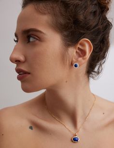 Elevate your style with our Sterling Silver Blue and White Lapis Lazuli Earrings. Each gemstone is unique and captivating, adding a touch of sophistication to any ensemble. Metal: 18ct Recycled Gold Plated Vermeil on Recycled Sterling Silver Gemstone: Lapis Lazuli/White Mother-of-pearl Lapis Lazuli Dimensions: 6mm Dimensions: 15mmx 12mm Blue 14k Gold Drop Earrings, 14k Gold Sapphire Jewelry With Matching Earrings, Elegant Gold-plated Birthstone Earrings, Elegant Gold Plated Birthstone Earrings, Blue Gold Plated Fine Jewelry Earrings, Blue Gold-plated Jewelry With Matching Earrings, Blue Gold-plated Fine Jewelry Earrings, Formal Blue Gold-plated Earrings, Minimalist Blue Jewelry For Formal Occasions