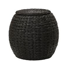 a large black basket is shown on a white background and it's made out of rope