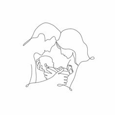 a line drawing of two people holding each other