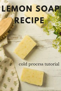 lemon soap recipe on a white wooden table