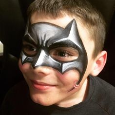 Batman Face Paint .... 3D batman mask I painted on my son #3D #batman #facepaint