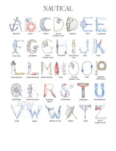 the alphabet is made up of different types of letters and numbers, all in watercolor