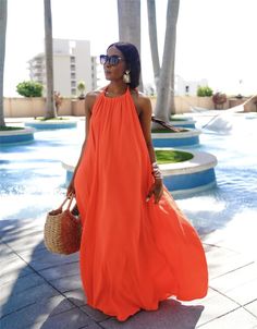 Solid Sleeveless Halter Backless Loose Maxi Dresses Long Spaghetti Strap Dress, Fly With Me, Long Halter Dress, Backless Long Dress, Solid Color Dress, Color Dress, Line Dress, Vacation Dresses, Dress Maxi