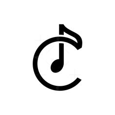 the letter c is made up of musical notes in black and white, as well as a treble