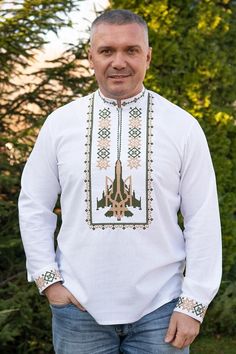 Linen, White Ukrainian Vyshyvanka, Men's embroidered shirt, different sizes Traditional Fit White Top, Traditional White Tops, Traditional White Top, Cotton Long Sleeve Shirt With Intricate Embroidery, Long Sleeve Cotton Shirt With Intricate Embroidery, Traditional Fit Long Sleeve Summer Shirt, Casual Embroidered Shirt Traditional Fit, Casual Embroidered Shirt With Traditional Fit, Traditional Fit White Shirt For Spring