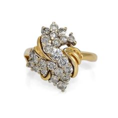 14k Yellow Gold Diamond Cluster Ring. There is 1.00tdw in Round Brilliant Cuts. Clarity ranging from VS-SI-I1. Color J-K-L. stamped 14k, weighs 5.3gr. size 7. Can be sized up or down for an additional fee. Watches Art, Vintage Cluster Ring, Coins Jewelry, Cluster Ring Set, Small Collectibles, Marquise Shape Diamond, Yellow Gold Diamond Ring, Vintage Diamond Rings, Coin Jewelry