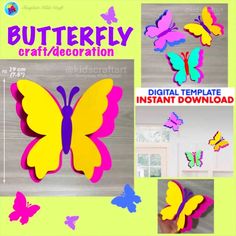 the butterfly craft is ready to be made with construction paper and then put on it's own wall