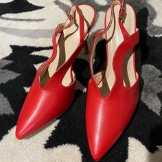 Red Pointed Toe Cut Out Sling Back High Heels 4 Inch Heel Size 10 These Are Brand New Very Nice Quality Nonslip Good Stitching And Hardware. Nice Quality Material Synthetic Beautiful Red Brand New With Out Box Pet Free Smoke Free Environment Red Slingback Pumps With Heel Strap, Chic Red Slingback Pumps For Spring, Red Slingback Pumps With Ankle Strap And 4-inch Heel, Chic Red Slingback Pumps With Heel Strap, Red Slingback Pumps With Heel Strap For Spring, Red High Heel Slingback Pumps For Spring, Chic Red Slingback Heels, Red 4-inch Heel Slingback Heels, Red Slingback Heels With 4-inch Heel