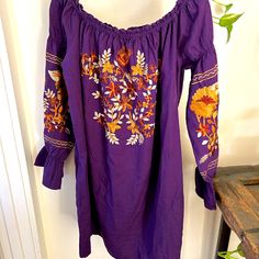 A Never Worn Free People Beautifully Embroidered - Purple 100 Percent Cotton Size Large. Perfect Condition And Ready To Be Rocked! Purple Embroidered Dress For Vacation, Purple Cotton Embroidered Dress, Purple Embroidered Cotton Dress, Purple Embroidered Dress For Summer, Spring Purple Embroidered Dress With Floral Detail, Purple Long Sleeve Dress With Floral Embroidery, Teal Mini Dress, Velvet Slip Dress, Lover Dress