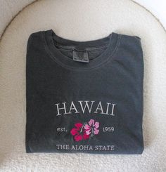 Meet our best seller : The embroidered Hawaii tee! So perfect for any occasion and it makes for the perfect summer beach or pool coverup. Model is wearing a size Large Arizona Tee, Lifestyle Clothing, Pink Hoodie, Clothing Company, Perfect Summer, Best Seller, Shopping Cart, Summer Beach, Comfort Colors