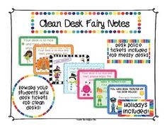 the clean desk fairy notes are great for students to use on their own school days