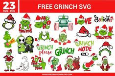 the grinch stickers are all different sizes and colors