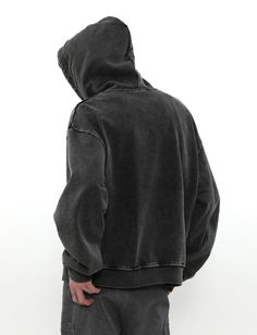 Embrace the laid-back aesthetic with our Oversized Faded Mid-Crop Boxy Zip-Up Hoodie, designed for the modern minimalist. Crafted from soft cotton fabric, this solid color hoodie features a loose silhouette and a washed, faded finish for an authentic vintage vibe. Its functional drawstring hood and side-seam pockets are augmented by the convenience of a zippered front, providing both style and practicality. This versatile piece can be effortlessly styled over a crisp white tee and distressed jea Hoodie Aesthetic, Stylish Hoodies, Hoodie Oversize, Vintage Hoodies, Vintage Vibe, Black Shorts, Distressed Jeans, Zip Up, Black Hoodie