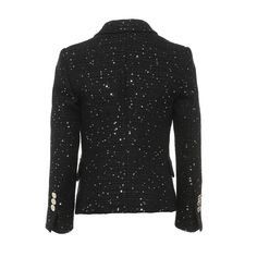 double-breasted blazer from Balmain Kids featuring black, metallic threading, sequin embellishment, peak lapels, double-breasted button fastening and long sleeves.Composition: Cotone, 47% , Lino, 25% , Poliestere, 20% , Viscosa, 5% , Poliestere Metallizzato, 2% , Poliammide, 1% Luxury Party Blazer With Double-breasted Button Fastening, Fall Embellished Outerwear With Notch Lapel, Luxury Party Blazer With Double-breasted Button, Luxury Double-breasted Outerwear For Party, Luxury Party Outerwear With Double-breasted Buttons, Chic Embellished Winter Blazer, Luxury Party Outerwear With Button Closure, Double-breasted Notch Lapel Outerwear For Party, Winter Workwear Embellished Blazer