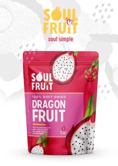 a bag of dragon fruit with the label soulfruit on it's side