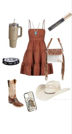 Simple Dresses Western, Country Dress Outfits With Boots, Fancy Country Outfits, Simple Country Concert Outfit, Formal Western Outfits, Western Sundress, Country Sundress, Fancy Cowgirl, Country Dress