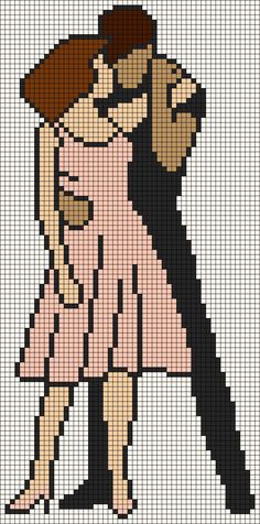 a cross stitch pattern with two people hugging each other