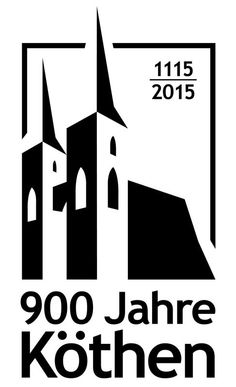 a black and white logo with the words 900 jahre kothen on it