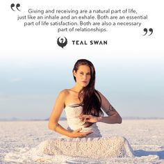 a woman is sitting in the sand with her hand on her hip and an ad for teal swan