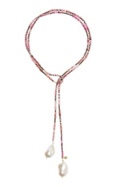 Pink Tourmaline Ombre Classic Gemstone Lariat Necklace By Joie Digiovanni | Moda Operandi Pearls And Diamonds Necklace, Gemstone Lariat Necklace, Collar Hippie, Fine Jewelry Design, Necklace With Pearl, Jewelry Lookbook, Jewellery Handmade, Beaded Accessories, Tahitian Pearls