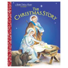 the christmas story book with an image of jesus and baby jesus