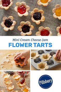 mini cream cheese - jam flower tarts recipe