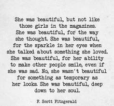 an old poem written in black and white with the caption she was beautiful, but not like those girls in the magazine