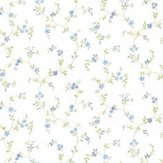 blue and green flowers on white background for wallpaper, fabric or upholster