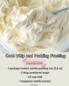 the ingredients for whipped cream in a bowl