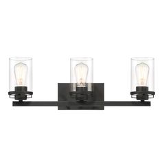 Jedrek 3-Light Black Bath Bar Vanity Light - Super Arbor Industrial Vanity, Double Sinks, Black Vanity Light, Black Bath, Contemporary Vanity, Vanity Lights, Bath Bar, Bath Vanity Lighting, Bath Light