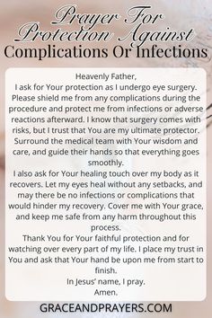 the prayer for protection against complitions of infections and constipitions